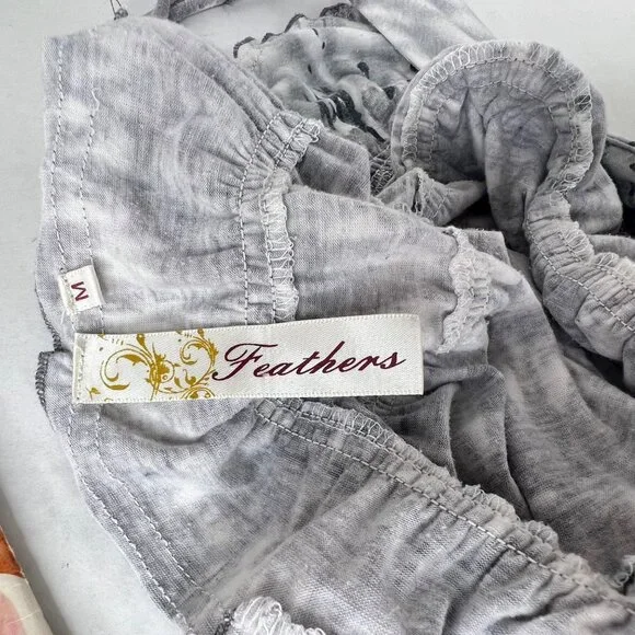 Tie-Dye Maxi Sun Dress By Feathers Spaghetti Straps High Waist Gray White Size M - Picture 6 of 6